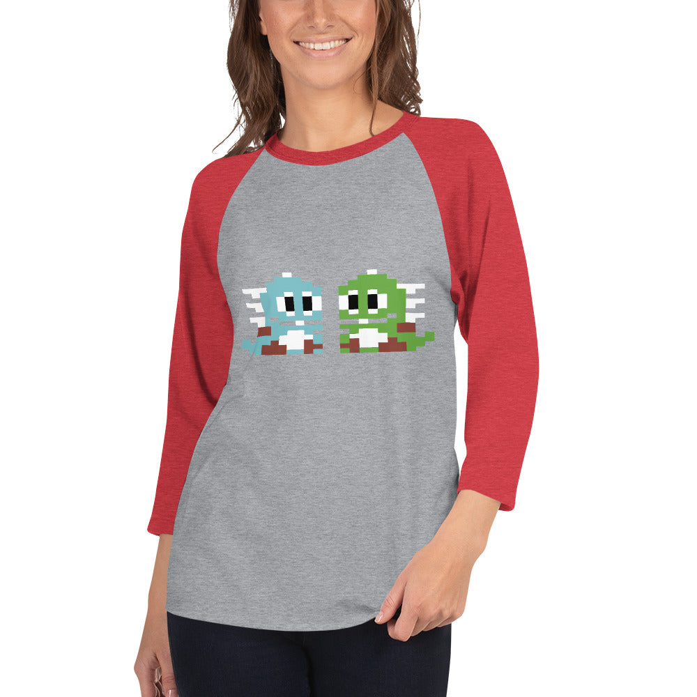 Bubble Bobble 3/4 sleeve raglan shirt