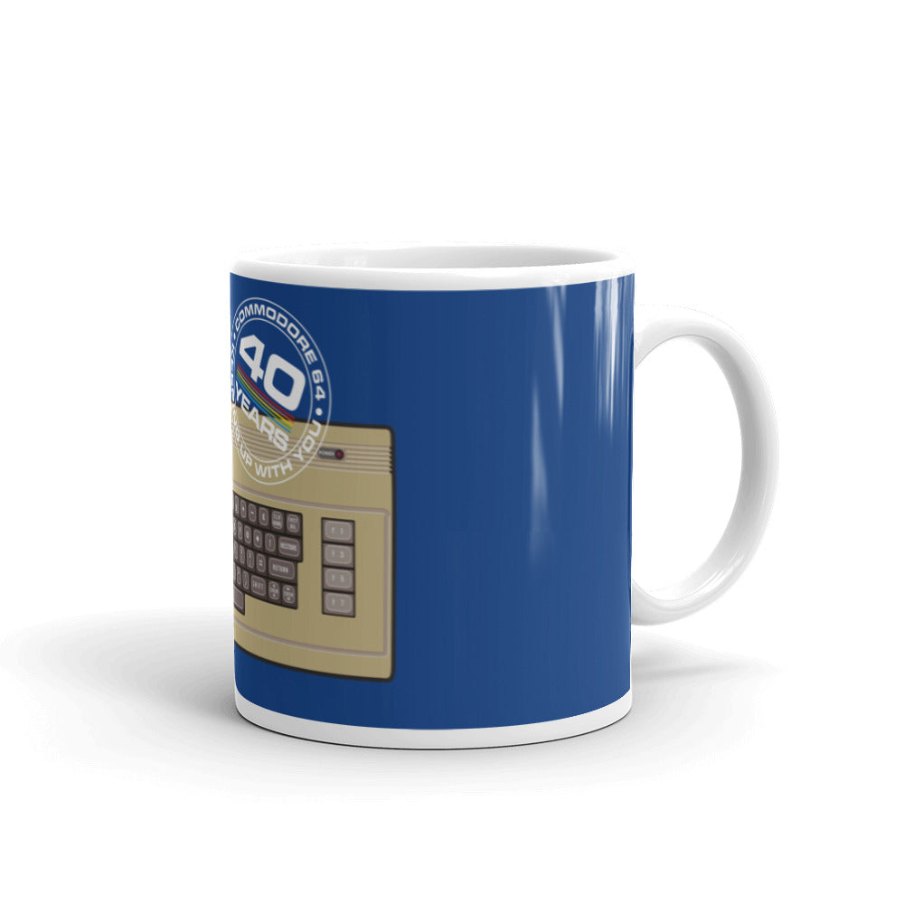 White glossy mug Commodore 64 40th Anniversary