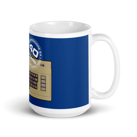 White glossy mug Commodore 64 40th Anniversary